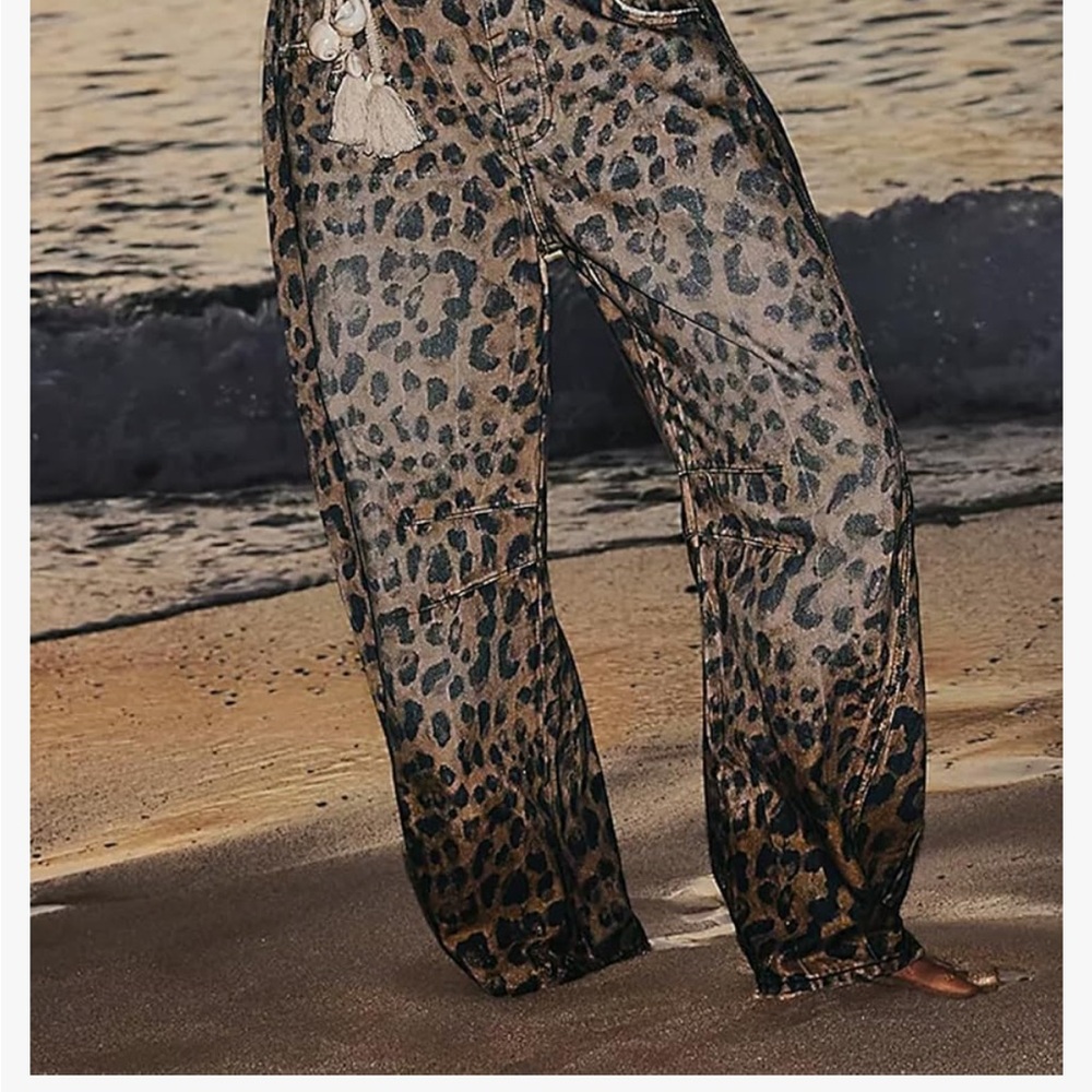 Leopard Print Wide-Leg Pants